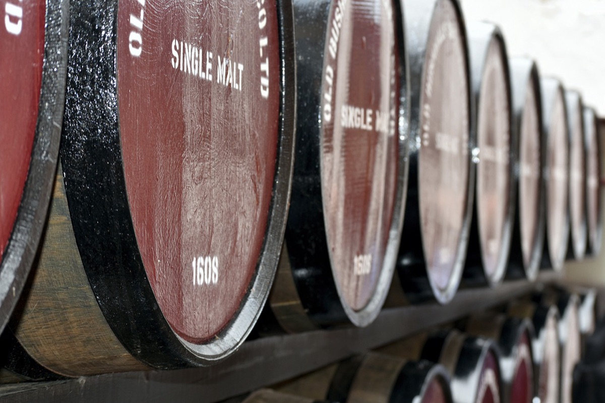 Distillery warehouse with aging casks