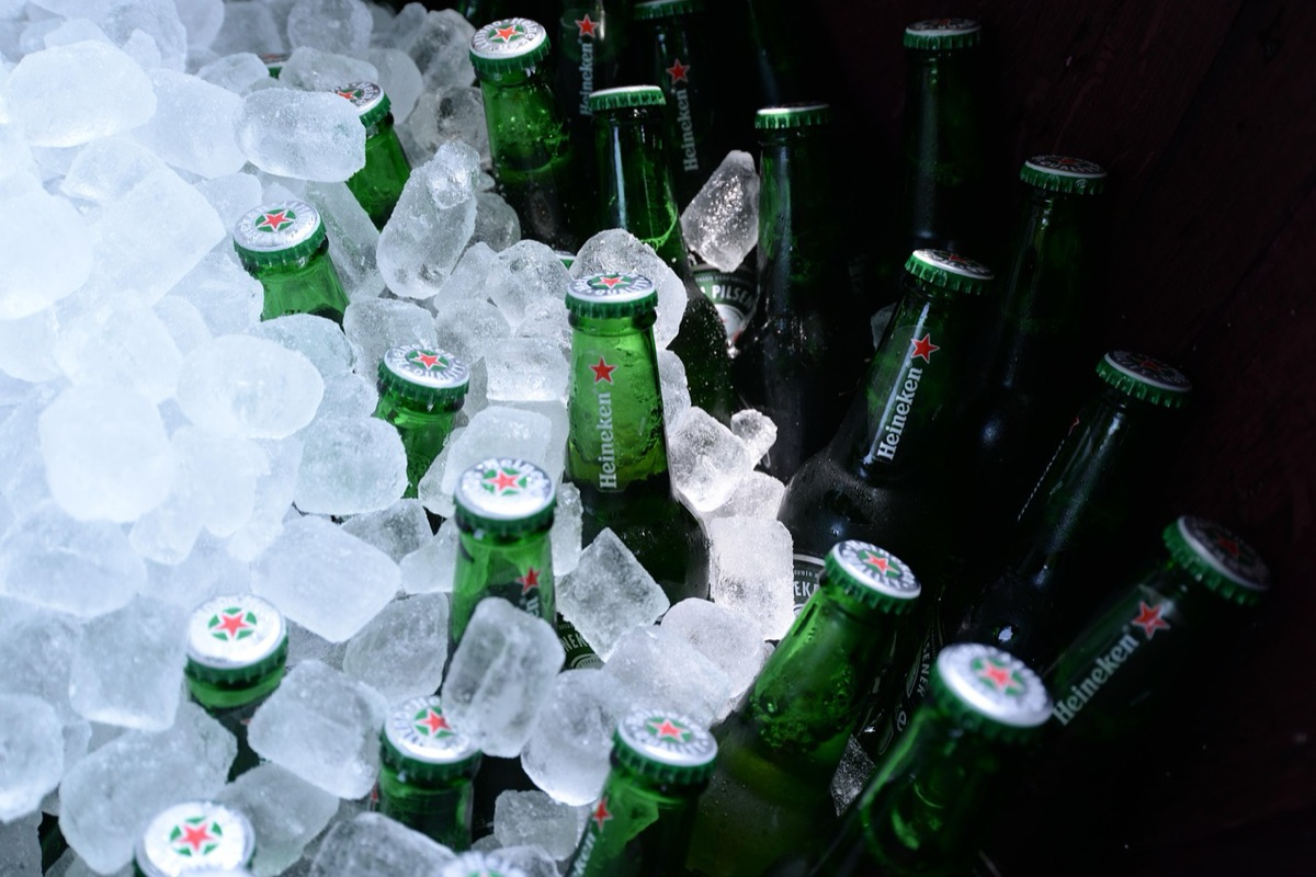canned beer with ice cube