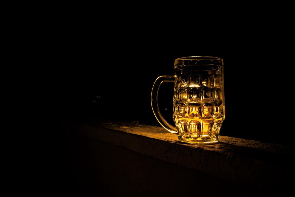 Canned beer with glass mug