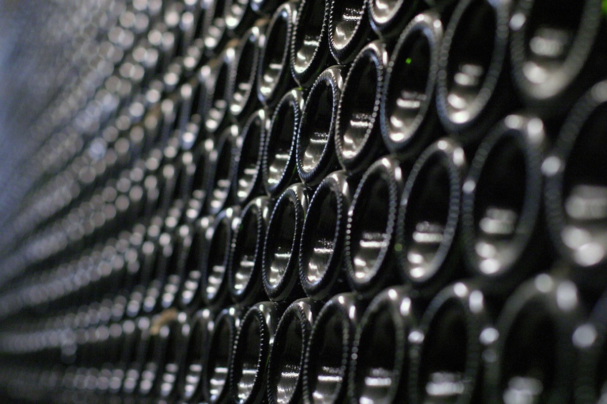 Spanish sherry bottle in a wine cellar