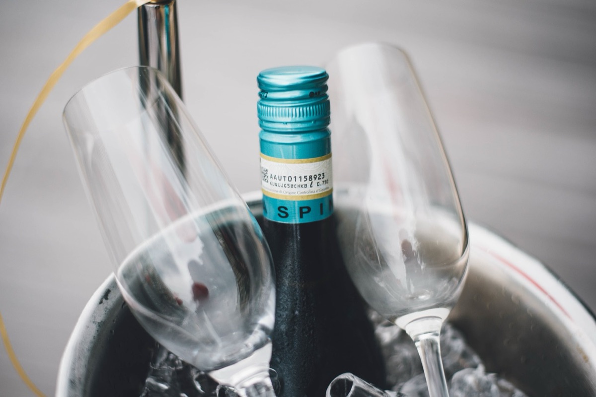 wine bottle with ice